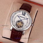 Perfect Replica Rotonde De Cartier Flying Tourbillon White Dial 42mm Automatic Watch